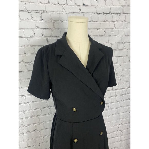 Monteau Black Double-Breasted Midi Dress - Picture 3 of 8